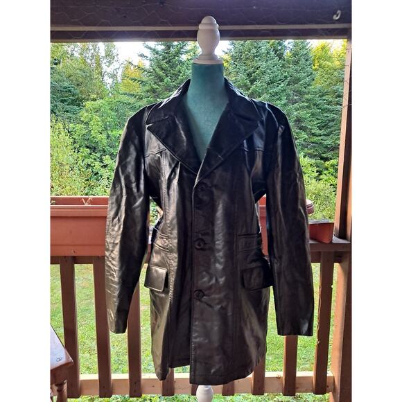 gino leather Other - VTG Men's 1970s Black Leather Jacket W/ Liner Sz 42R / Large 70s Gino Coat